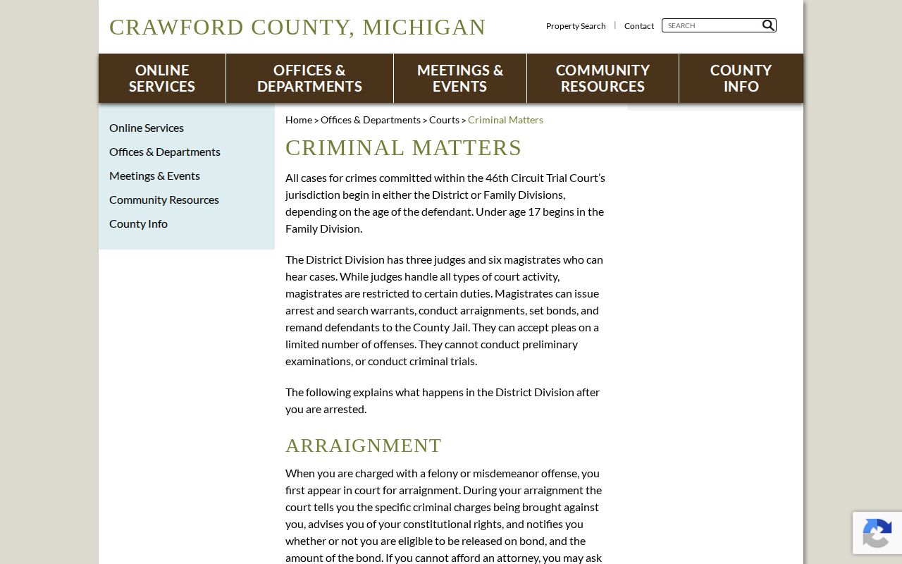 Crawford County criminal court process after an arrest