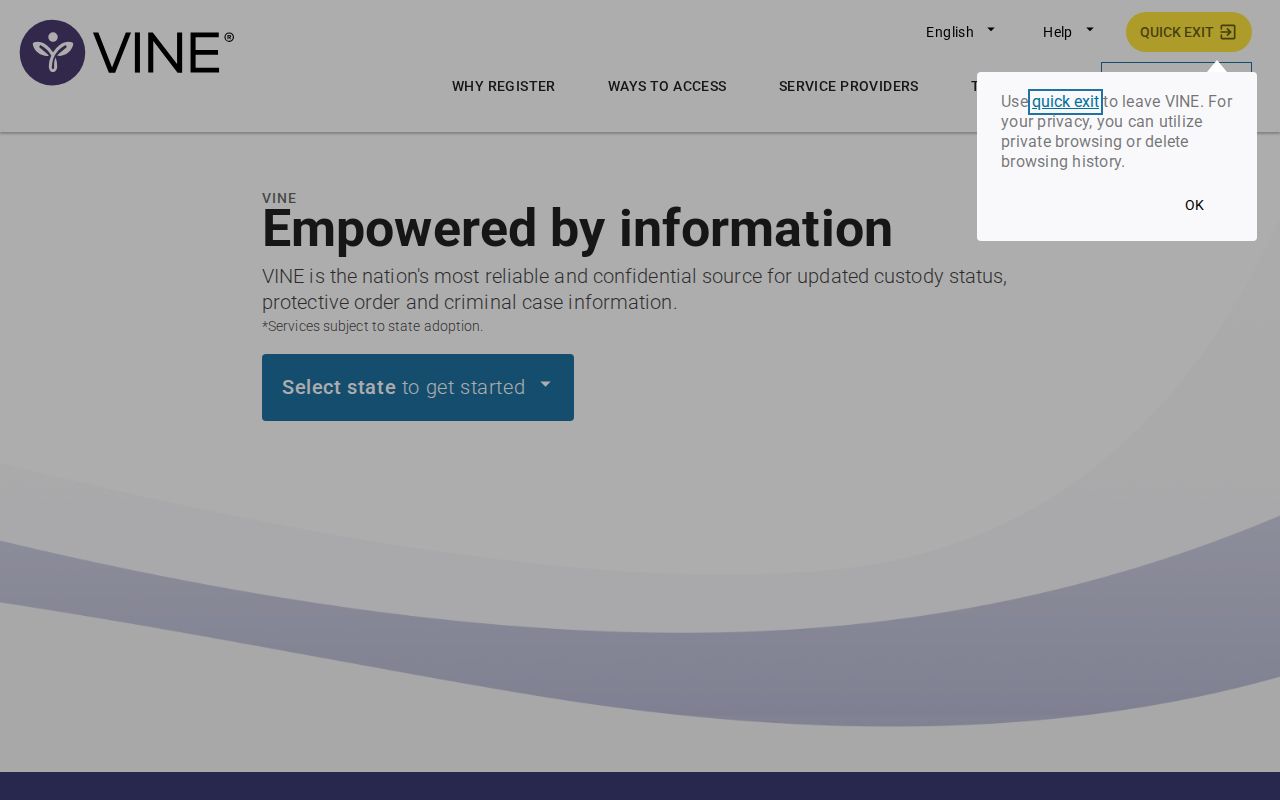 Crawford County VINELink custody search interface