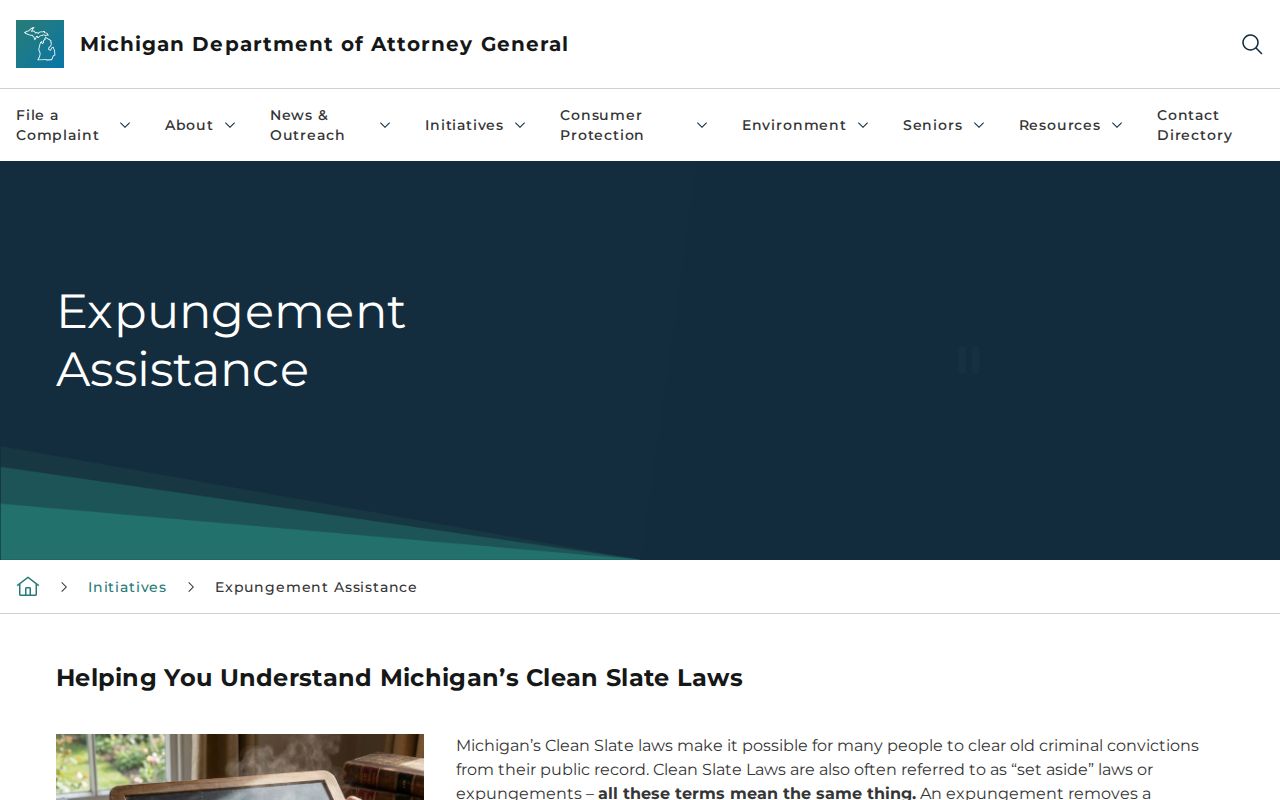 Michigan Attorney General expungement assistance guidance